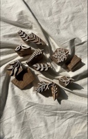 Set Stempel Kayu Botani Buatan Tangan |   Stempel Cetak Blok Daun & Bunga untuk Kain, Kertas, dan Cap Tangan