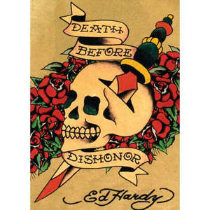 Tarjeta postal de Ed Hardy con la frase 'Death Before Dishonor', material de papel - Product Image 1