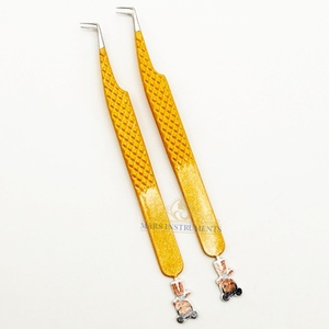 Pinzas para extensiones de pestañas Bratz, muñeco CNC de Color naranja de 90 grados, fibra de precisión antiestática de acero inoxidable - Product Image 4