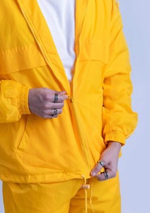 Ensemble coupe-vent unisexe, sweat-shirts et pantalons de survêtement, motif uni, logo personnalisé, hiver, polyester/coton, fermeture à cordon - Product Image 4