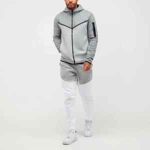 ชุดวอร์มผ้าฝ้าย100% ไซส์พิเศษน้ำหนักเบาระบายอากาศมีซิปชุดวอร์มสีเทากางเกงแฟชั่นใหม่โลโก้ตามสั่ง - Product Image 1