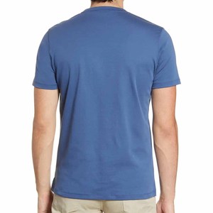 Camiseta de cuello redondo de Jersey de algodón azul básico para hombre, camisetas de verano de manga corta informales con estampado - Product Image 2