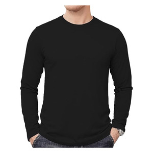 T-shirts à manches longues pour homme, coupe classique, col rond, jersey polyester/coton, logo personnalisé imprimé par transfert thermique, séchage rapide - Product Image 4