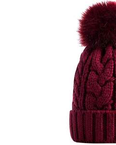 Gorro de Punto Personalizado para Invierno, Color Rojo Vino, con Pompón, Tejido Grueso, Mezcla de Lana Acrílica Cálida, Fabricante Personalizado, Unisex - Product Image 2