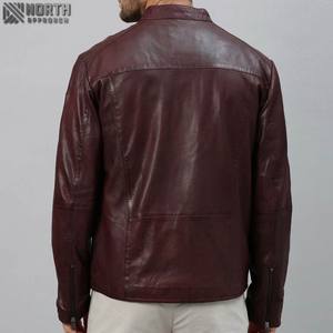 Blouson d'aviateur en cuir véritable unisexe personnalisé avec logo camouflage sur le devant Fermeture à glissière Style moto - Product Image 3