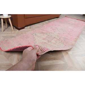 พรมขนาด 2.8x10 ฟุต, พรมวินเทจแบบ Runner, พรมเปอร์เซียสีชมพู - Product Image 2