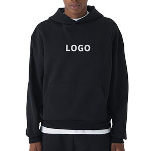 <b>Thick</b> Fleece Embroidered Plain Dyed Oversized Hoodie Warm Autumn Men's Cotton Pullover Sweatshirt Factory Wholesale - Product Image 1