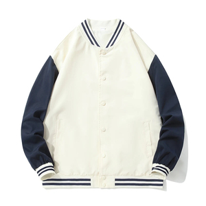 เสื้อแจ็กเก็ตวันเล่นเกมเทนนิสสีขาวผ้าซาตินทีมเบสบอลมหาวิทยาลัยโลโก้ของคุณ - Product Image 2