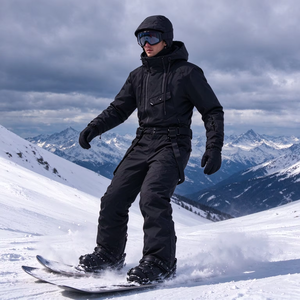 Conjunto de Chaqueta y Pantalones de Esquí Impermeables Negros, Ropa de Invierno a Prueba de Viento para Actividades al Aire Libre, Ropa para Después del Esquí - Product Image 4