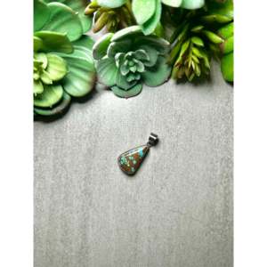 Scott Skeet # Pendentif religieux en or rose avec 8 pierres turquoise et argent sterling, serti clos, bijoux en or - Product Image 4