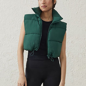 Diseños personalizados Chaleco Otoño Puffer Acolchado Poliéster para el invierno Sólido Ropa al aire libre Chaqueta de mujer a prueba de viento de moda - Product Image 4