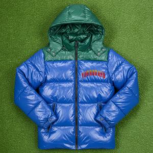Veste d'hiver matelassée pour homme, bleu vert, bloc de couleur, deux tons, brillant, brillant, antibactérien - Product Image 6
