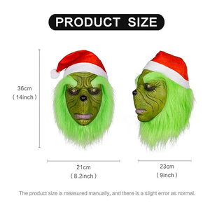 Nicro natale verde <span class=keywords><strong>maschera</strong></span> in lattice per adulti accessori per costumi pelosi cappello rosso cosplay pieno Overhead uomo <span class=keywords><strong>maschera</strong></span> per festa <span class=keywords><strong>di</strong></span> <span class=keywords><strong>Halloween</strong></span> - Product Image 2