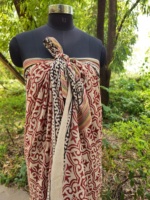 En gros, Sarong bandeau 1 pièce fait main, imprimé floral au tampon, cache-maillot de bain, éco-responsable, pour l'été