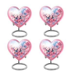 Butterfly Heart Urn for <b>Ashes</b> Decorative Urn in Pink Available in 3" <b>Keepsake</b> 10" Large Size Modern Burial Urn for Human <b>Ashes</b> - Product Image 2
