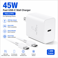 Cargador de Pared USB-C de Carga Rápida de 45W HNT al por Mayor con Cable de 1.8M 5A PD+PPS, Enchufe US/UK/EU para Teléfonos Samsung, Más Ecológico