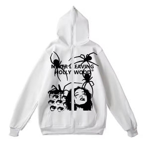 2025 derniers hommes avec sweat imprimé sérigraphié sweat à capuche pour hommes toutes tailles longues bases coton mélangé en gros sweats à capuche zippés - Product Image 6