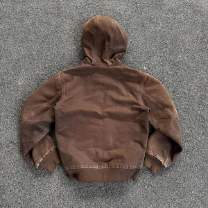 Sweat à capuche zippé intégral pour homme en laine, coton et polyester épais, coupe classique, délavé à l'acide, imprimé lettres, brodé, séchage rapide, logo personnalisé - Product Image 4
