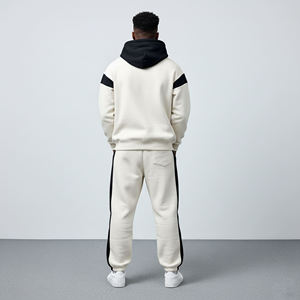 Conjunto Deportivo de 2 Piezas de Alta Calidad, Sudadera con Capucha y Pantalones de Pierna Recta, Estilo Urbano, 100% Poliéster, Talla Grande para Hombre - Product Image 4