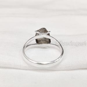 Bague pour femme en argent sterling 925, avec pierre précieuse naturelle brute de quartz fumé, pierre de naissance, anneau en fil, cadeau d'anniversaire, bijoux faits à la main - Product Image 6