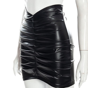 Hip Hop Style PU cuir jupe femmes décontracté taille haute droite Midi Sexy jupe couleur unie crayon Street Wear jupe pour les femmes - Product Image 5