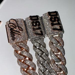 Chaîne cubaine Iced Out VVS CVD Diamond en or 10K 10mm Chaîne de rappeur avec lettre en diamant de laboratoire - Product Image 2