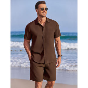 2024 logotipo personalizado camiseta pantalones cortos conjunto para hombres transpirable Casual verano corto Bolsillo grande de talla grande media manga-2 piezas conjuntos para hombres - Product Image 3