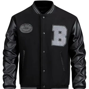 Veste universitaire Boomletcorp Letterman de haute qualité pour hommes manteau d'hiver élégant et intelligent long en cuir respirant toile High Street - Product Image 1