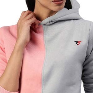 Dos colores de tono Diseño personalizado Mujeres Moda Sudaderas con capucha Logotipo personalizado Serigrafía Manga larga Mujeres Sudadera con capucha - Product Image 4