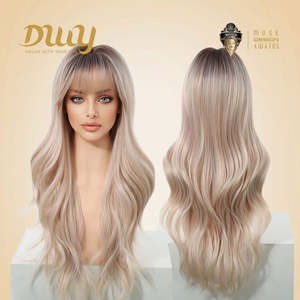 Astraea- DWY 28-Inch MiraScalp Pink Blonde Long Wave Synthetic <b>Wig</b> for Women Free Parting with Transparent Lace" - Product Image 2