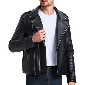 Venta al por mayor al aire libre nuevo estilo desgastado PU cuero ecológico impermeable Stand Collar alta calidad casual chaquetas de cuero hombres - Product Image 2
