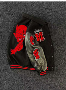 Veste à manches en cuir universitaire pour hommes, modèles les plus populaires personnalisés, vestes pour hommes à motif de lettres brodées du baseball universitaire - Product Image 3