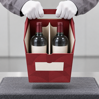 Coffret cadeau pour deux bouteilles de vin avec poignée en papier et séparateur amovible pour cadeaux d’entreprise