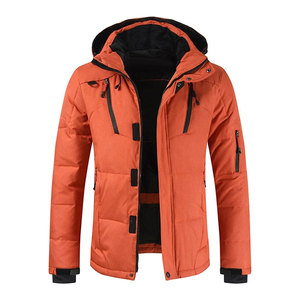 Veste bouffante hommes noir chaud fermeture éclair à capuche veste bouffante en gros hiver Streetwear Polyester veste séchage rapide pour hommes - Product Image 5