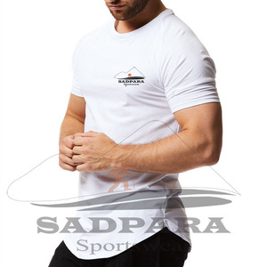 Venta al por mayor de calidad superior de ajuste rápido transpirable elástico cuello redondo entrenamiento gimnasio Fitness desgaste hombres camisetas de manga corta - Product Image 4