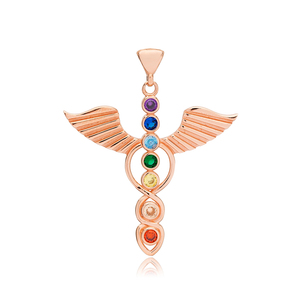 Colgante de plata de ley 925 con diseño de ala de arcoíris para mujer, joyería turca, la más vendida, hecha a mano - Product Image 2
