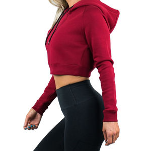 Vente en gros Haut court à imprimé bouffant gaufré Ensemble sweat-shirt à capuche pour femme Conception de logo personnalisé Sweat à capuche court de haute qualité pour femme - Product Image 3