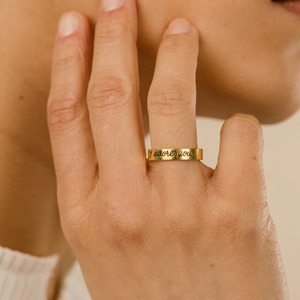 Custom Engraved Gold Fashion <b>Rings</b> Matching Quote <b>Rings</b> for Couples' Anniversary or <b>Friendship</b> Gifts - Product Image 5