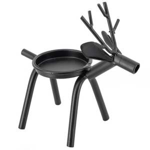 Porte-bougie en métal noir mat nordique - Support géométrique pour bougie chauffe-plat en forme d'élan pour décoration intérieure moderne - Support à bougie en gros - Product Image 1