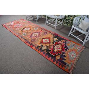 Alfombra Vintage de 3.1x9.4 pies, Alfombra Turca Roja con Diseño Floral - Product Image 4