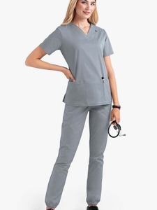 Uniformes hospitalarios transpirables de manga corta, tela suave de Color puro de talla grande personalizable para enfermeras, médicos, OEM disponible - Product Image 5