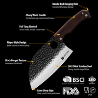Couteau de cuisine serbe haut de gamme Little Cook, forgé, avec manche en bois d'ébène confortable, pour le camping, le barbecue, la cuisine à domicile, coffret cadeau