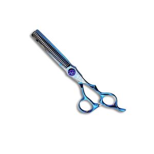 Juego de tijeras de corte de pelo de acero inoxidable con patrón de Damasco de cristal azul de alta calidad, 2 uds., tijeras de adelgazamiento compatibles con OEM - Product Image 6