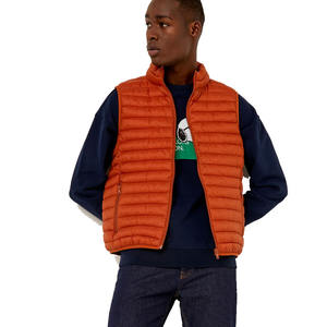 Chaqueta acolchada sin mangas para hombre, chaqueta acolchada con cremallera completa, con bolsillos delanteros, calidad prémium personalizada, color naranja, a la venta - Product Image 5