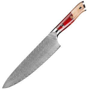 Couteaux de cuisine de chef professionnels OEM manche en résine rouge couteau de chef en acier damas japonais commandes en gros personnalisées en gros - Product Image 6