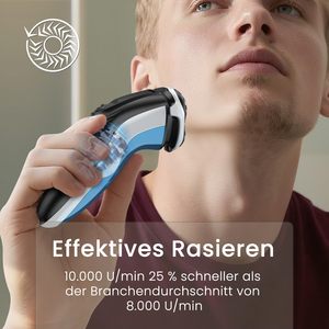 Rasoir électrique pour homme avec tondeuse de précision, utilisation humide/sèche, étanche IPX7, rasoir facial avec indicateur de charge et fonction lavable - Product Image 5
