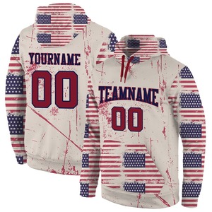 Venta al por mayor y Dropship personalizado cosido Crimson-Navy 3D bandera americana moda deportes pulóver Sudadera con capucha - Product Image 1