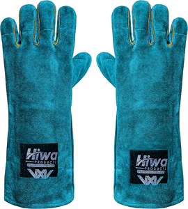 Gants en cuir double paume de 14 pouces à manches longues résistants à la chaleur pour le gaz Mig pour le quotidien et l'extérieur pour le barbecue four gril cheminée - Product Image 2