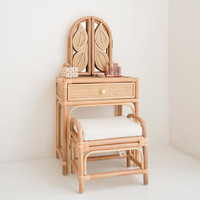 Coiffeuse simple en rotin designs uniques meilleur prix tables de toilette de maquillage naturel pour enfants dressing garde-robe