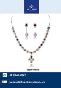 สร้อยคอจี้ Navaratna ลายหินหลากหลายชนิดมาพร้อมสร้อย925เงินสเตอร์ลิงพร้อมที่ห้อยสำหรับผู้หญิงในราคาที่ดีที่สุด - Product Image 2